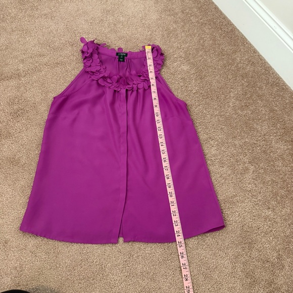 J. Crew Purple Fuchsia Blouse with Ruffle Neck Detail. Sleeveless. Buttons. XS - Picture 7 of 8